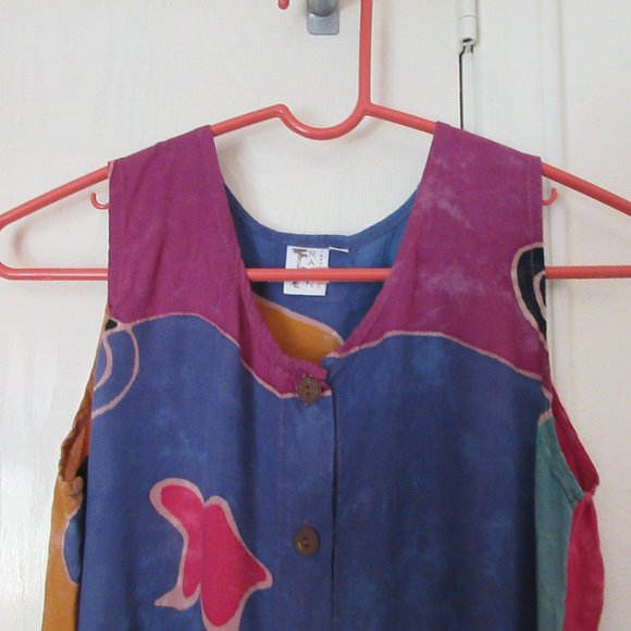 Sleeveless Top Dress Fringe Button Front Small - Picture 3 of 5